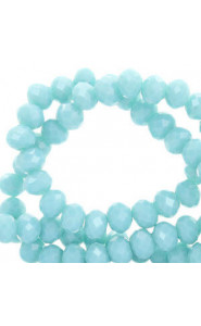 Faceted glass beads 3x2mm disc Serenity blue-pearl shine coating